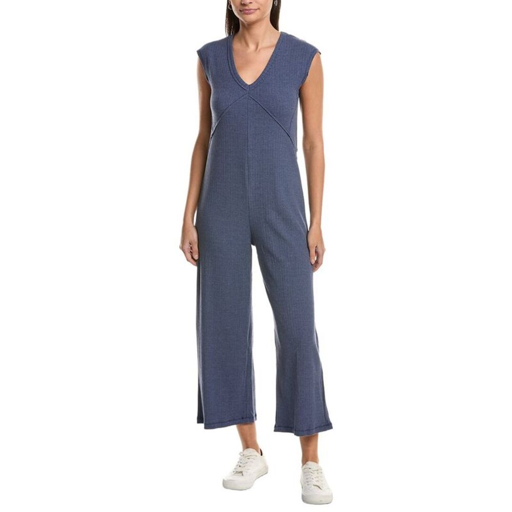 Project Social T Womens See Me Seamed Pointelle Jumpsuit, Blue